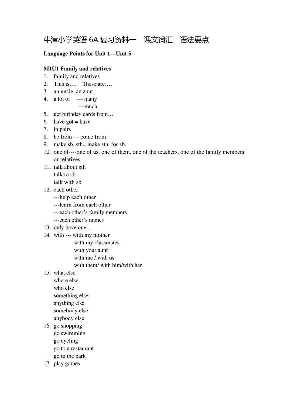 牛津小学英语六年级复习资料大全_第1页