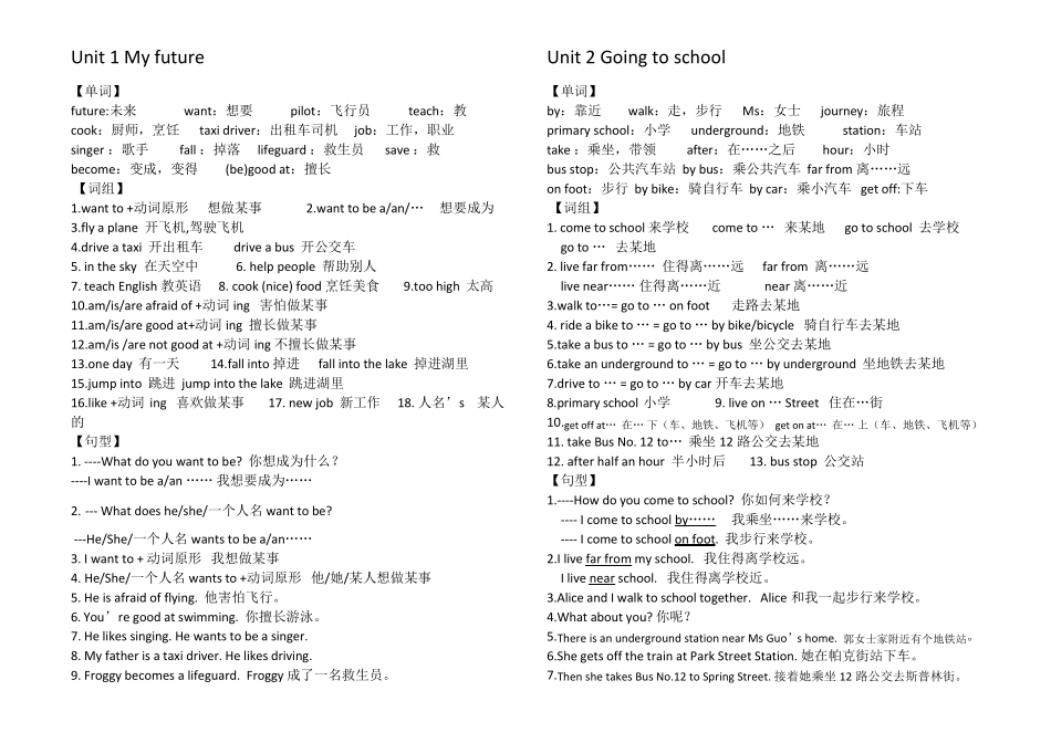 牛津深圳版五年级上册英语各单元单词词组句型总结_第1页