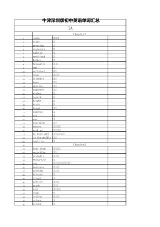 牛津深圳版初中英语单词汇总79册。有中文意思