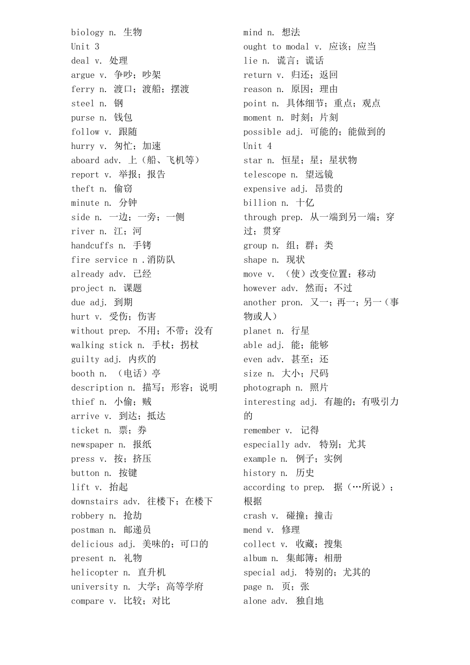 牛津版七年级上册单词表_第2页