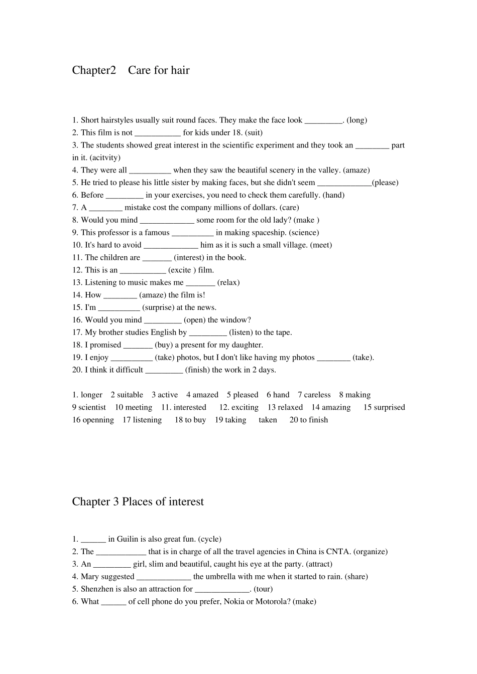 牛津版英语(深圳)九年级全一册词的适当形式填空_第2页