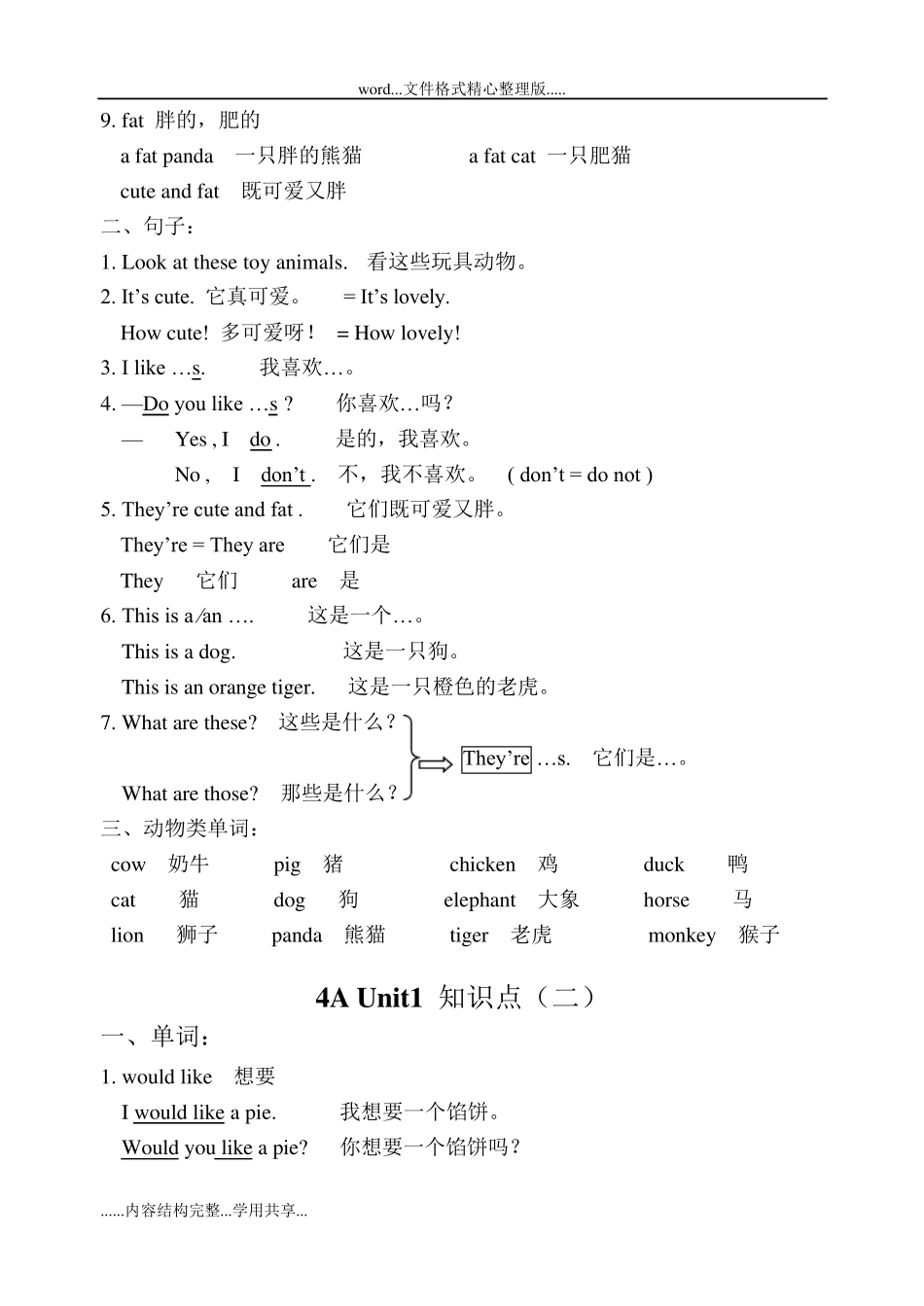 牛津版英语四年级上册知识点梳理_第2页