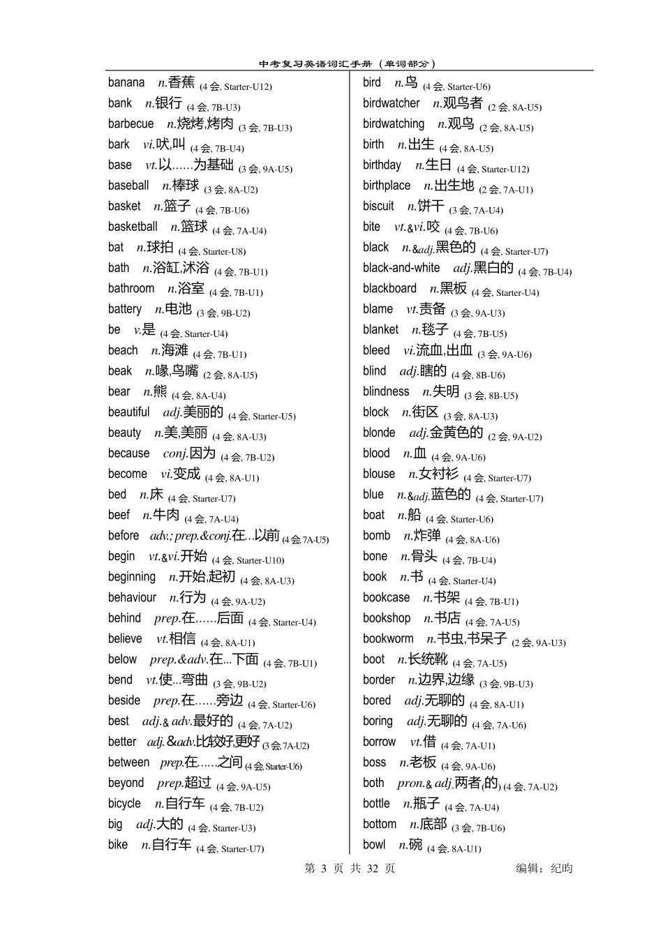 牛津英语中考词汇手册(单词部分)—译林版适用_第3页