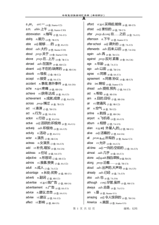 牛津英语中考词汇手册(单词部分)—译林版适用