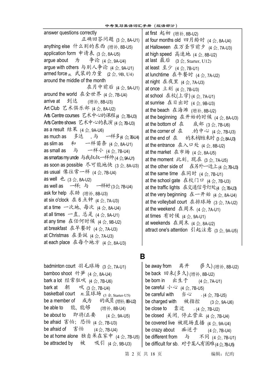 牛津英语中考词汇手册(短语部分)—译林版适用_第2页