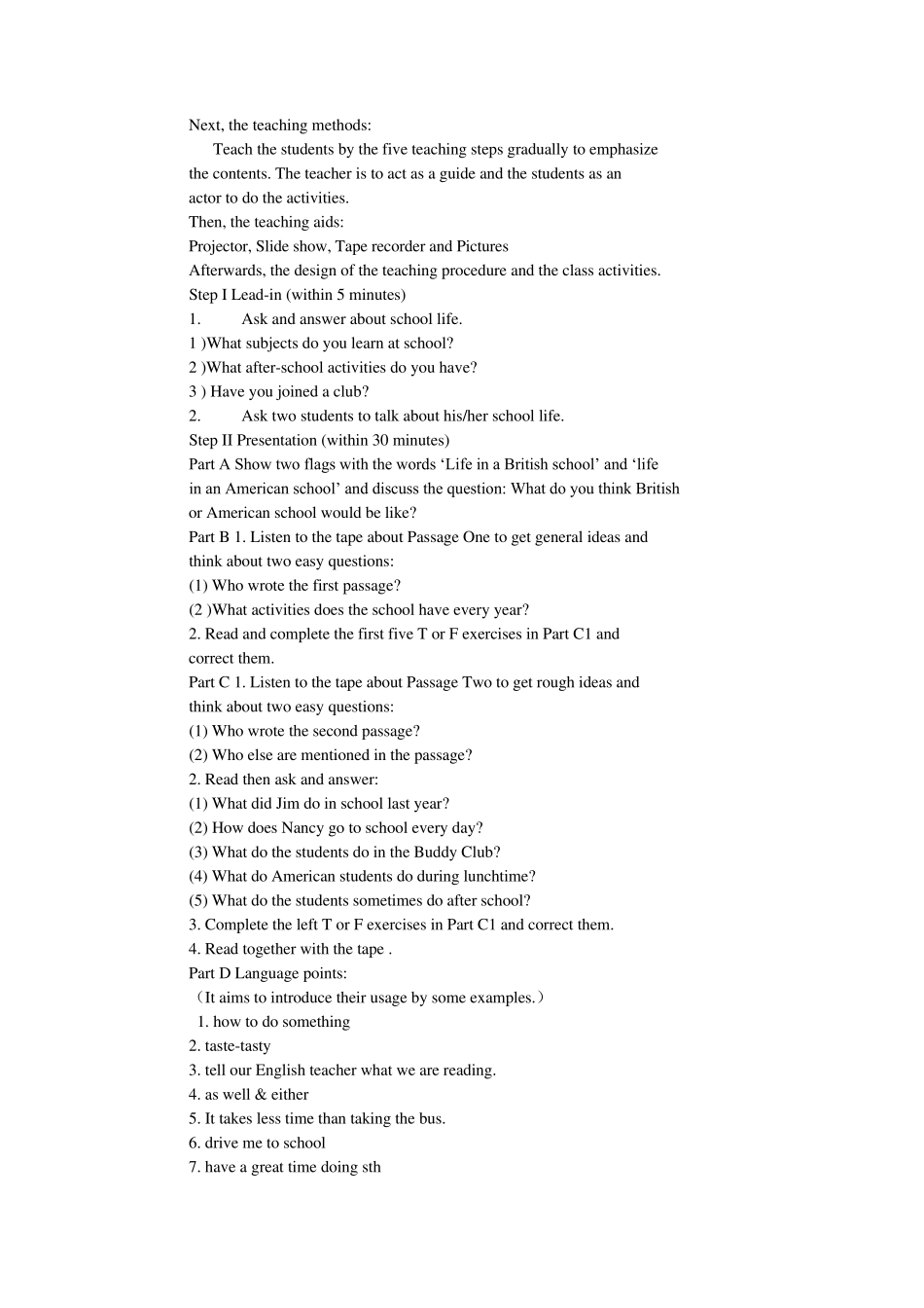 牛津英语初二8A第四单元说课教案_第3页