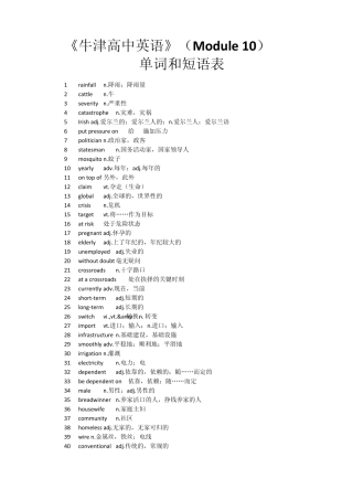 牛津高中英语模块10词汇表