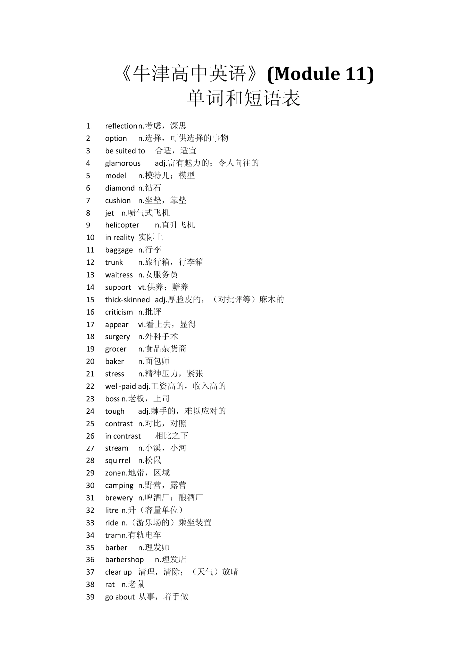 牛津高中英语模块11词汇表_第1页