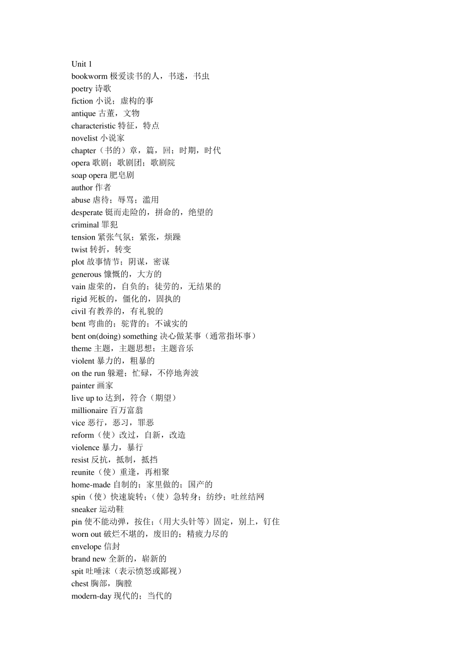 牛津高中英语模块八词汇表(2011年版)_第1页