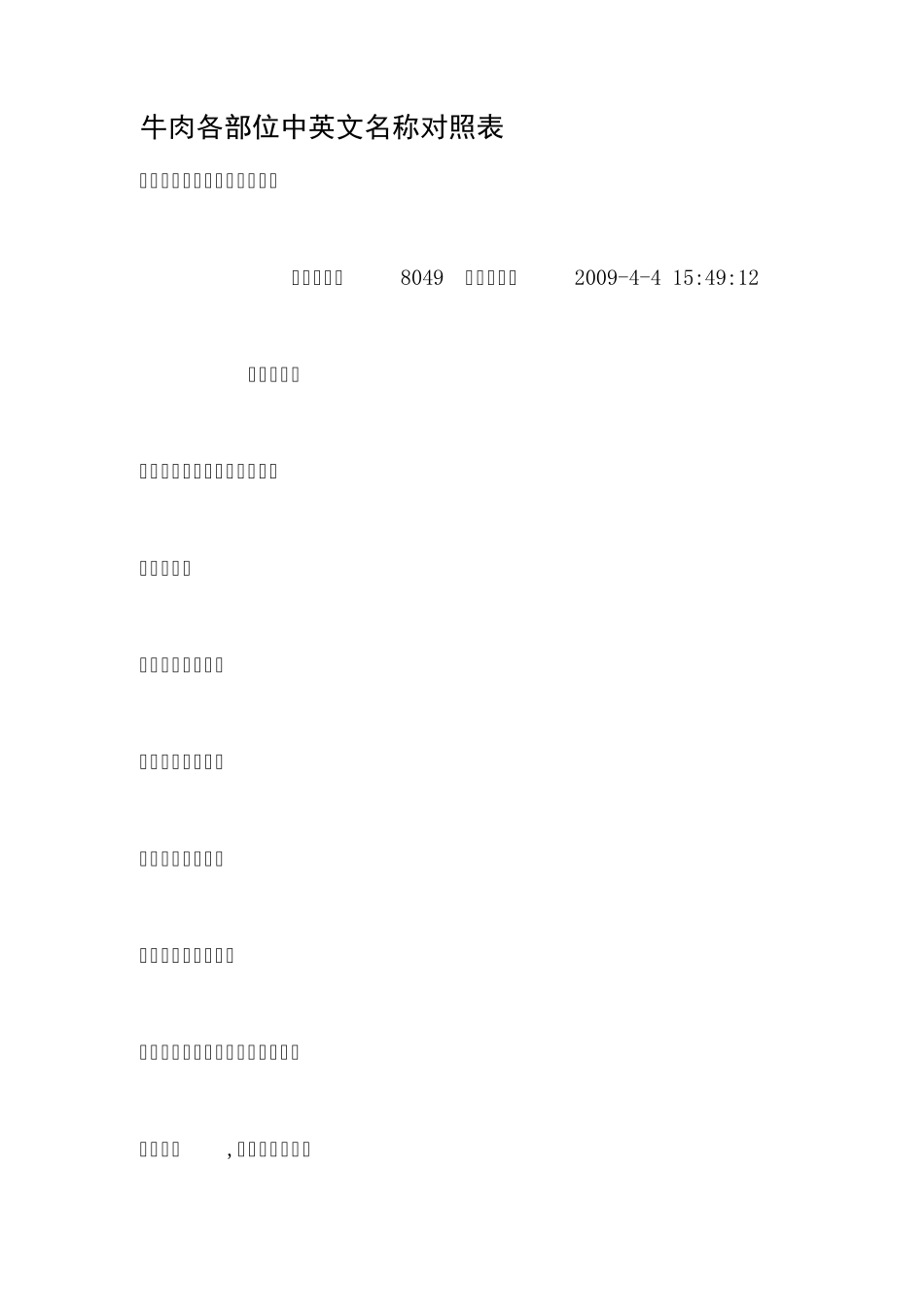 牛肉各部位中英文名称对照表_第1页