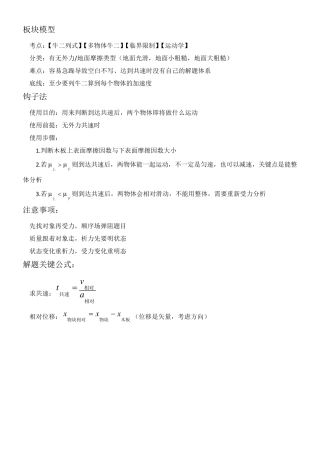 牛顿第二定律板块模型