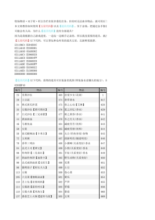 牧场物语双子村[金手指]物品代码(轻松任务)