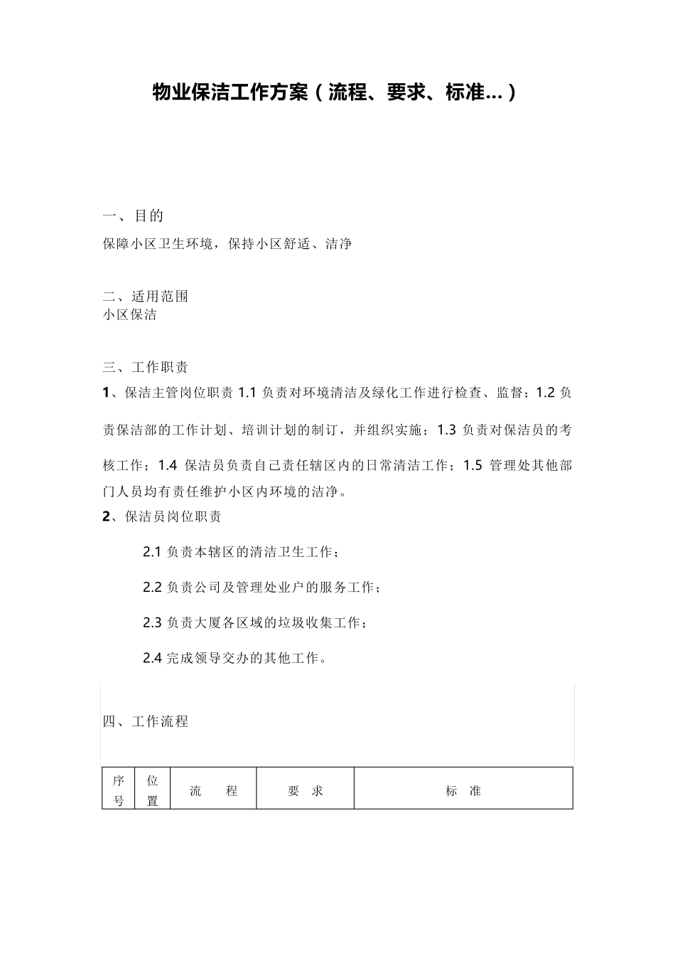物业保洁工作方案_第1页
