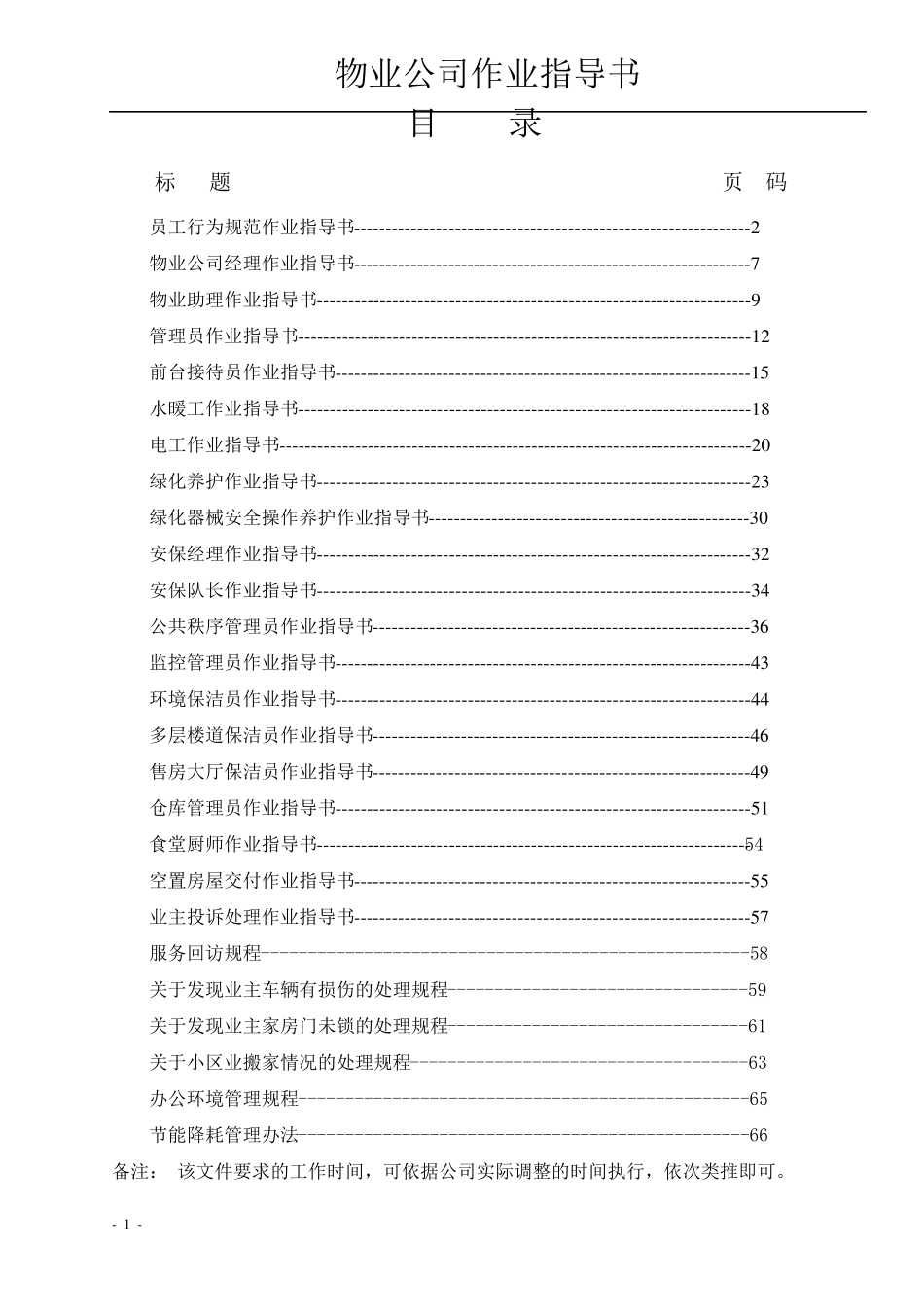 物业公司作业指导书_第1页