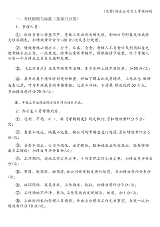 物业公司员工考核细则