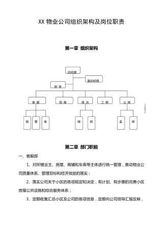 物业公司组织架构及岗位职责