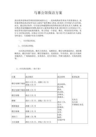 物业小区保洁方案