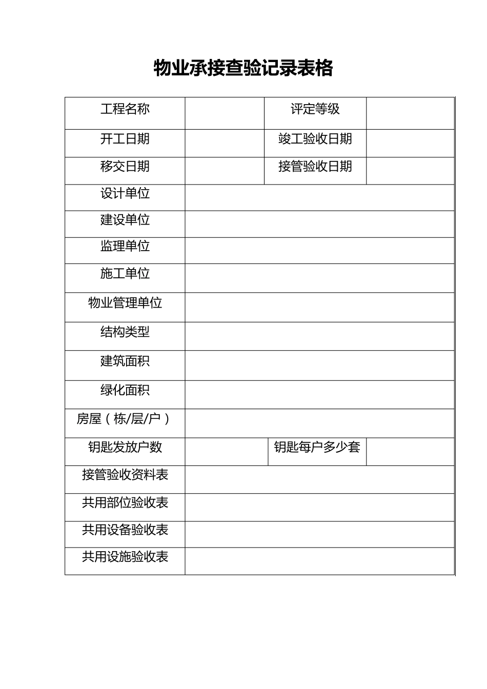 物业承接查验记录表格_第1页