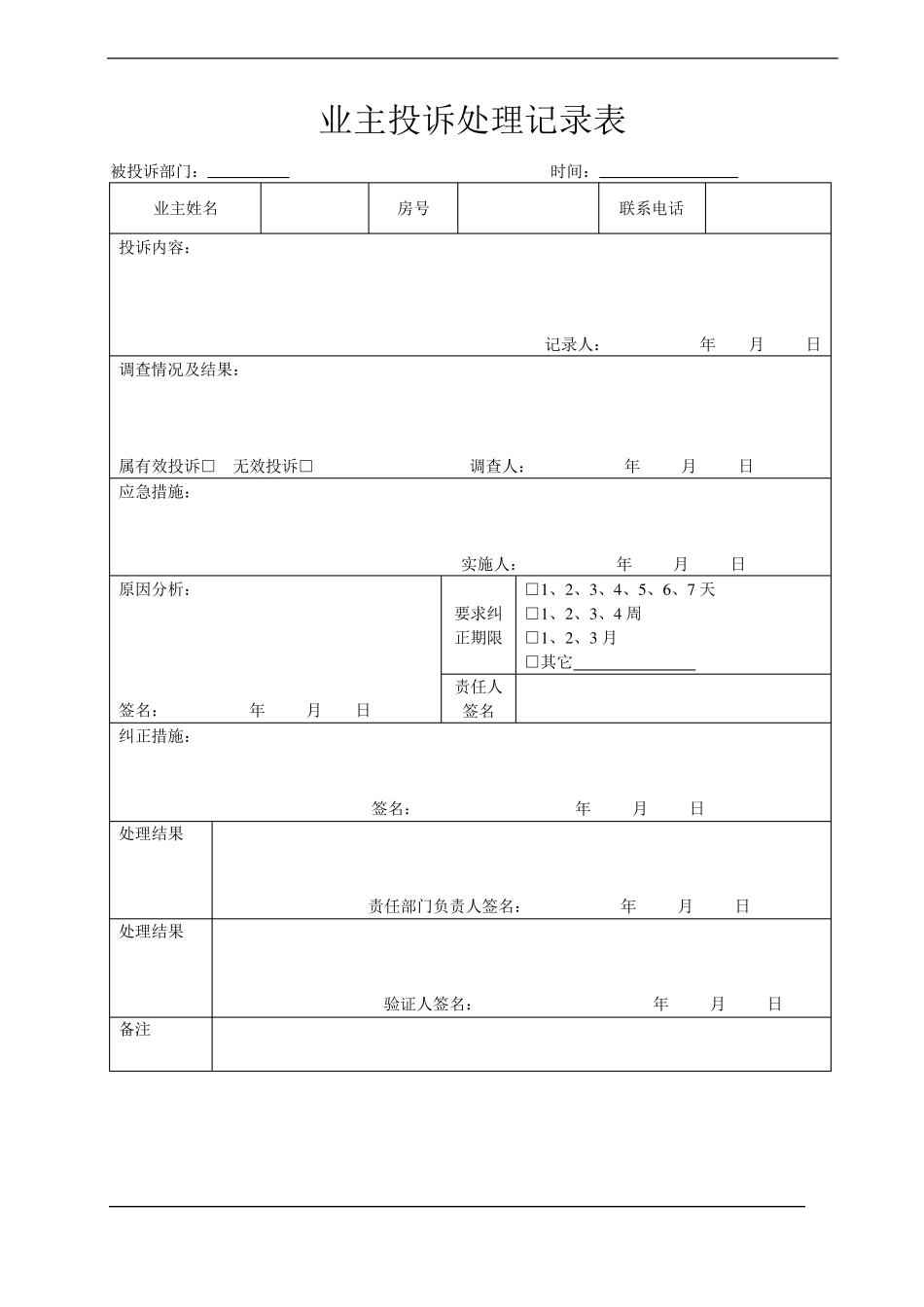 物业管理前台工作表格大全_第2页