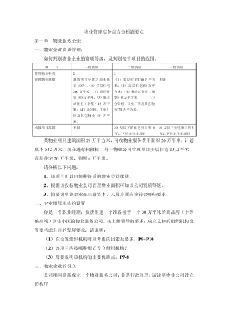 物业管理实务综合分析题要点