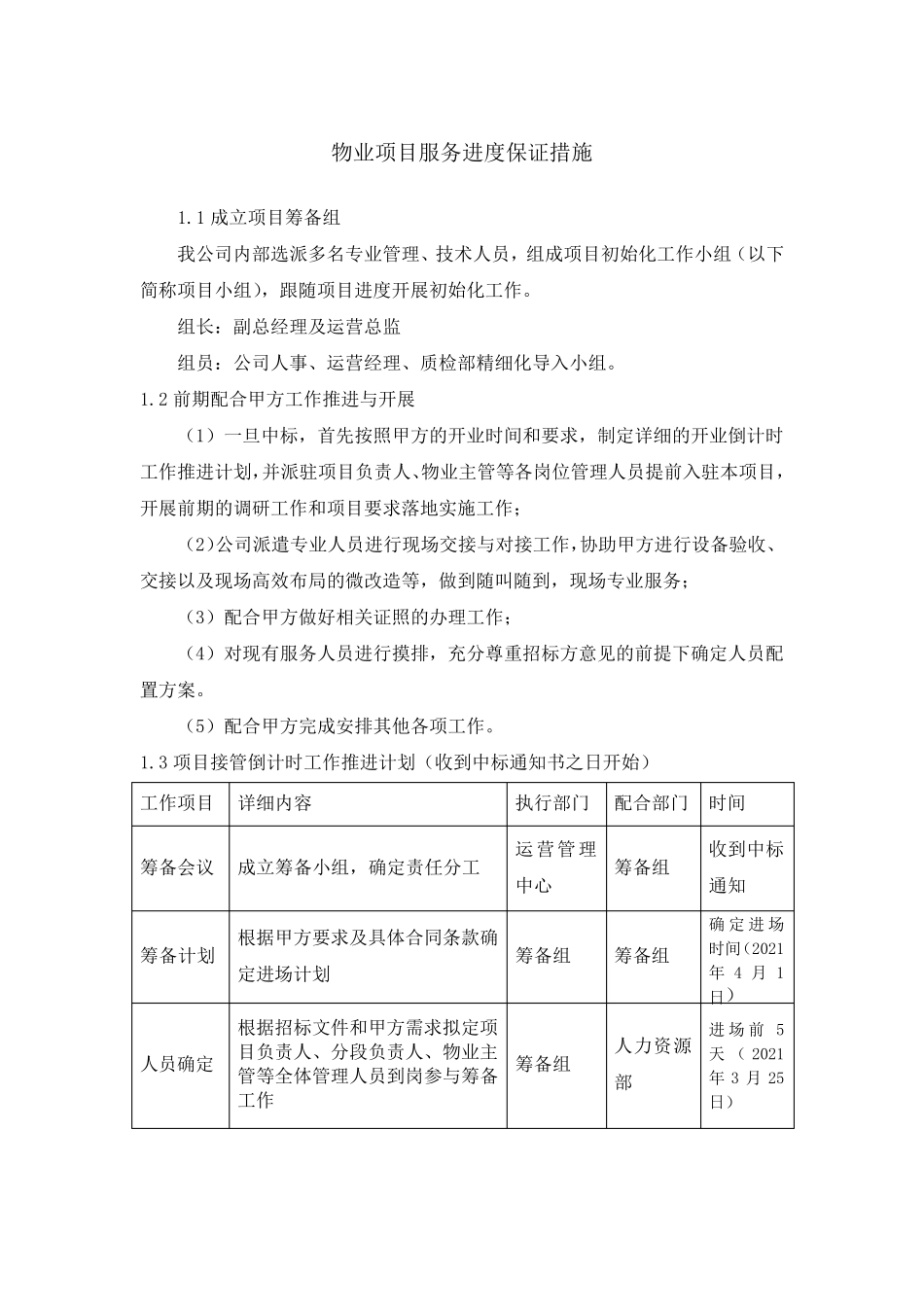 物业项目服务进度保证措施_第1页