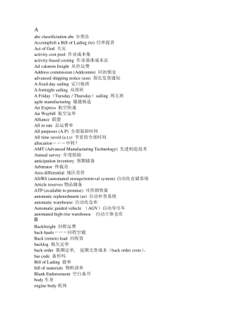 物流专业英语词汇汇总表