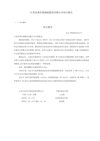 物流企业审计报告