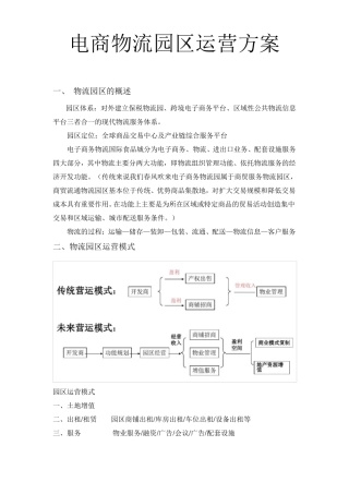 物流园区运营方案