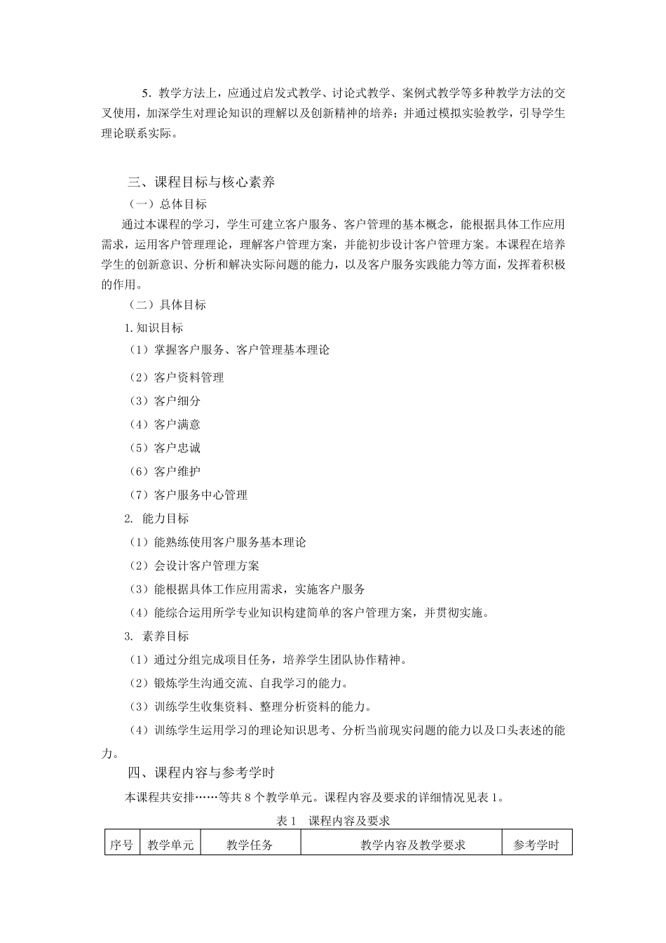 物流客户服务课程标准_第2页