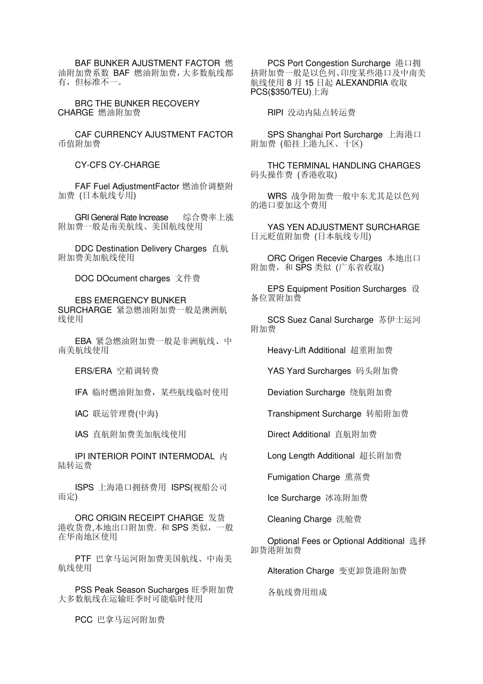 物流货运费用英文术语大全_第2页