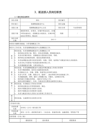 物流配送部岗位职责