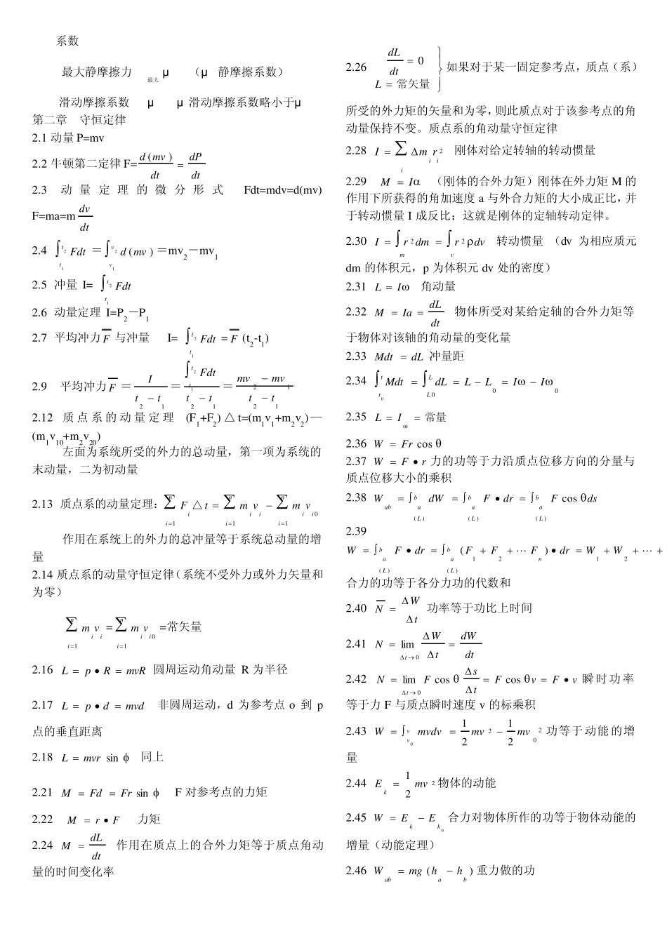 物理公式大全,包含了大学物理所有的公式_第2页