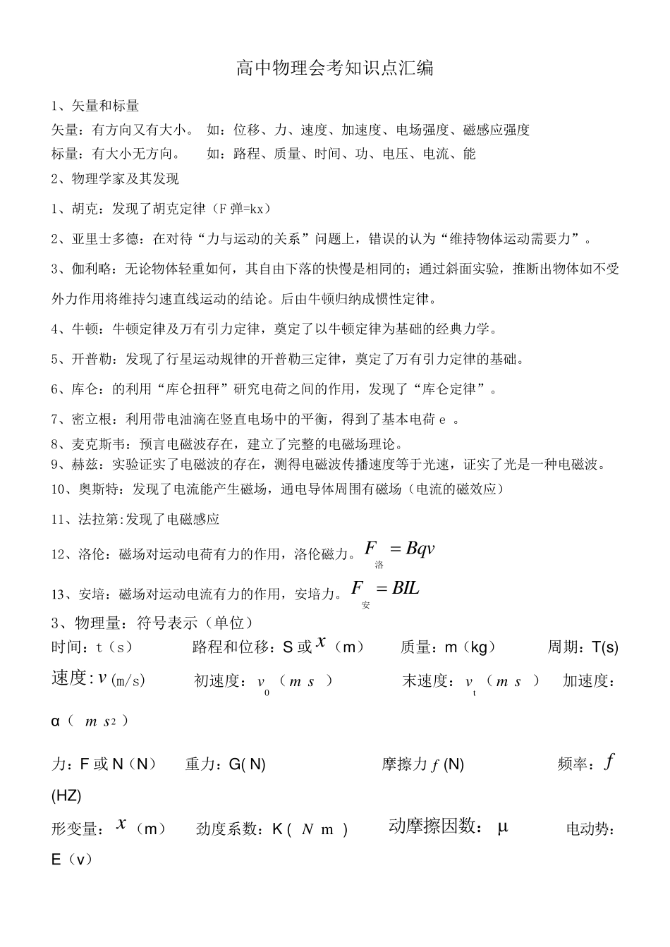 物理合格考知识点汇总_第1页