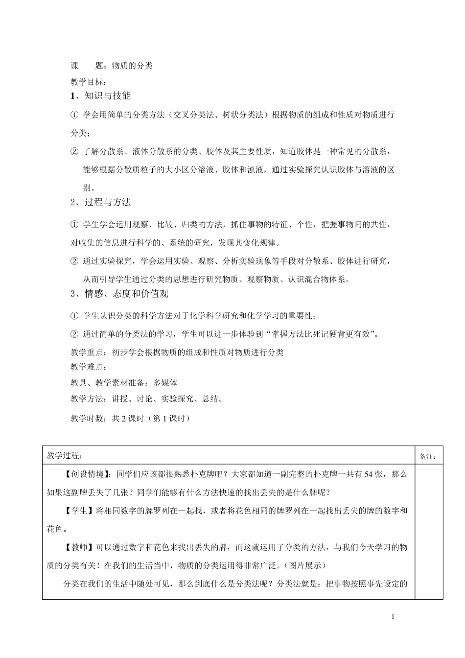 物质的分类教案_第1页