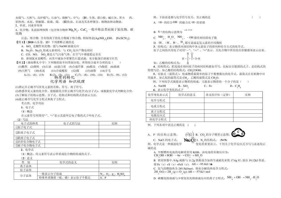 物质的组成、性质和分类及化学用语知识梳理_第2页