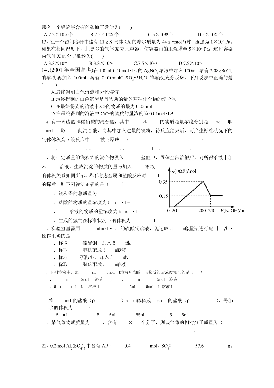 物质的量专题综合练习(含答案和解析)_第2页