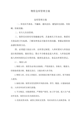 物资仓库管理方案