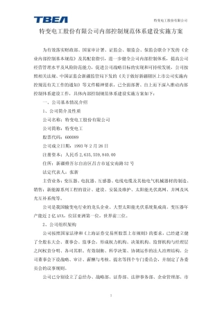 特变电工内部控制规范体系建设实施方案