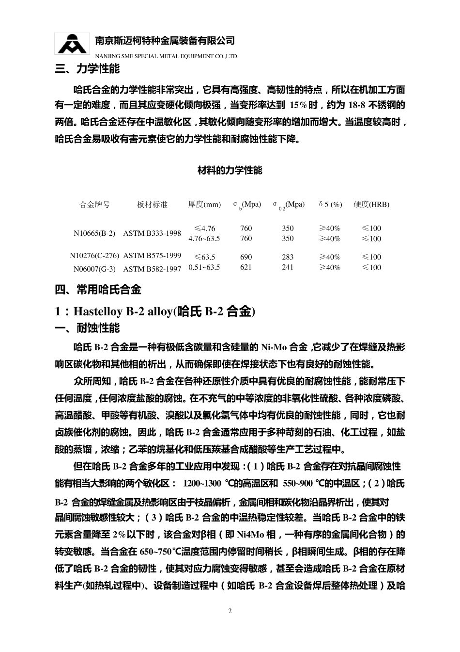 特种材料知识简介(哈氏合金(Hastelloyalloy)_第2页