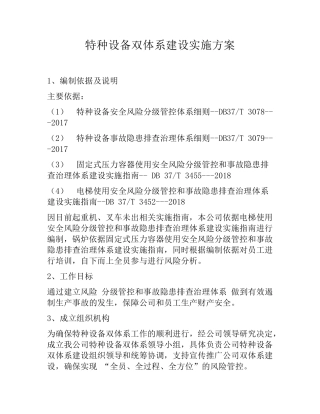 特种设备双重预防体系建设实施方案
