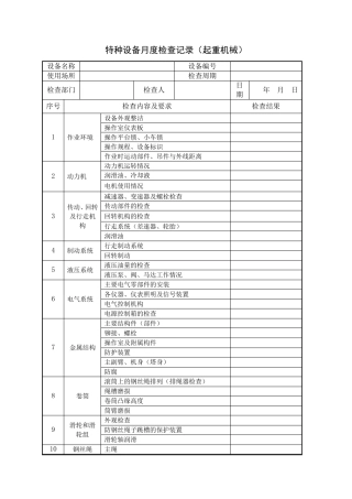 特种设备月度、年度定期检查记录