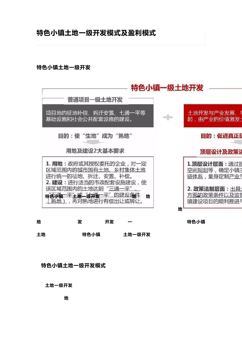 特色小镇土地一级开发模式及盈利模式_第1页