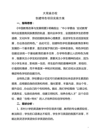 特色项目实施方案