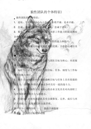 狼性团队的个体特征