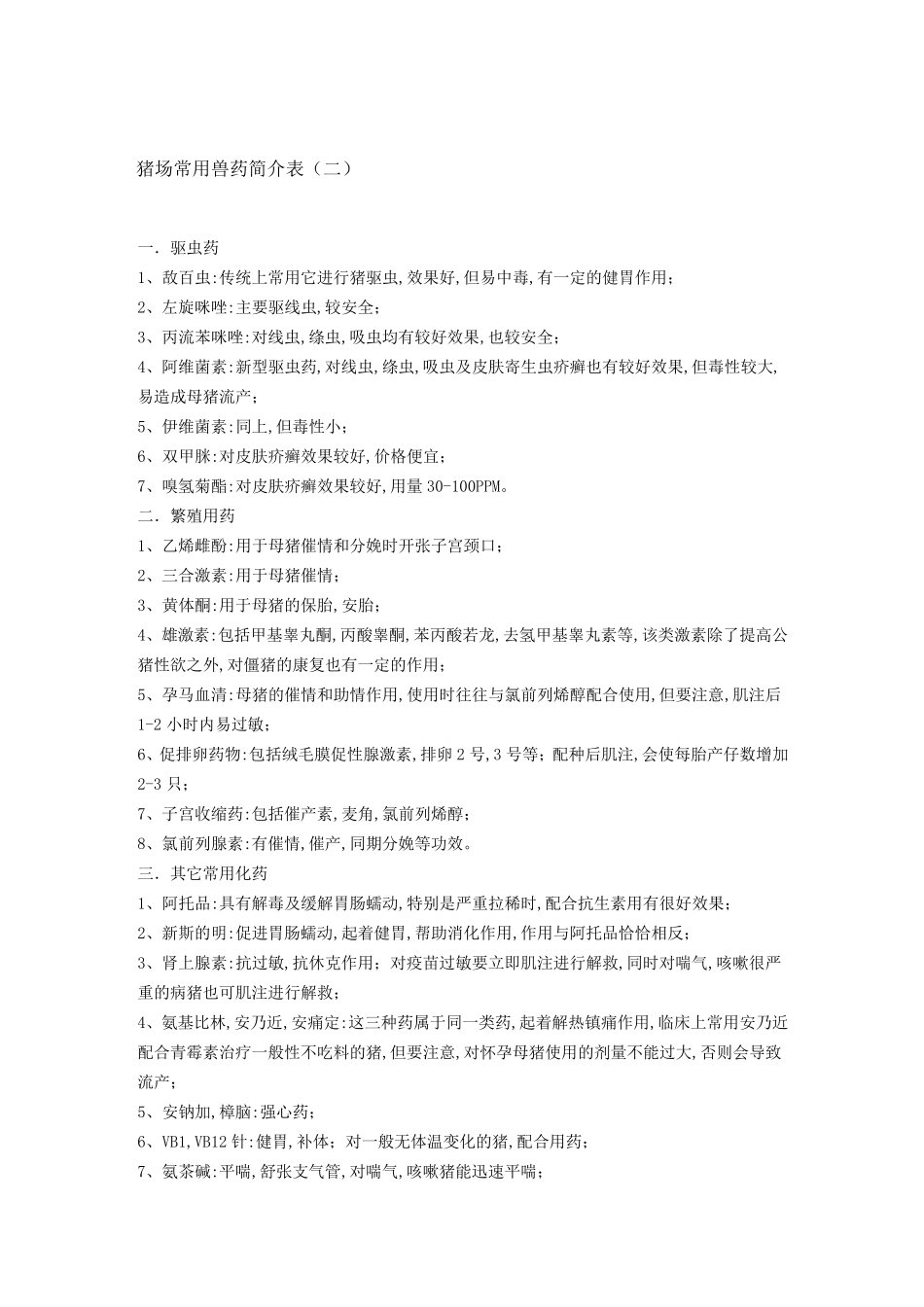 猪场常用兽药简介表_第3页