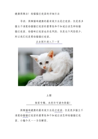 猫猫打疫苗的详细方法