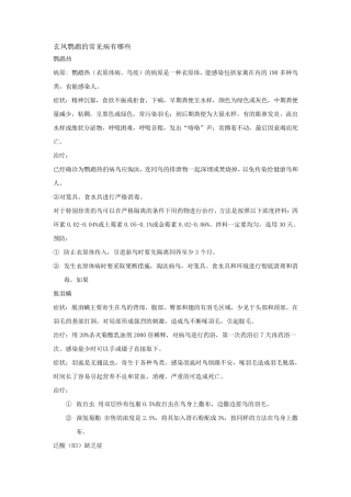 玄凤鹦鹉的常见病有哪些