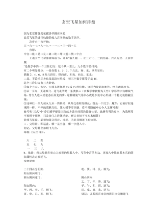 玄空飞星如何排盘