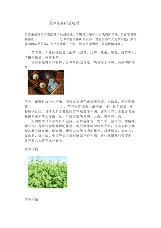 玄米茶及苦荞茶的介绍及功用