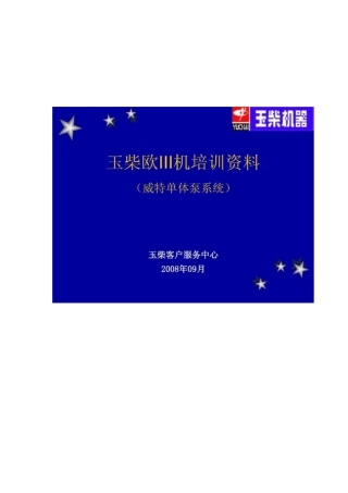 玉柴国III机培训资料(威特电控单体泵)
